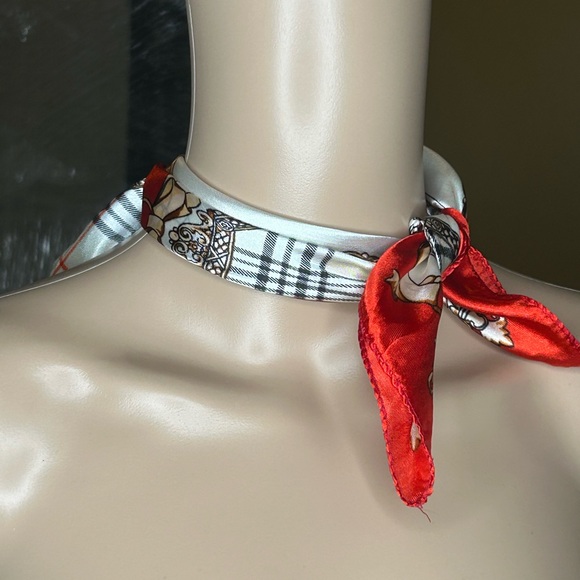 Colorful Patterned 4 scarfs equestrian motif hair, neck, bag handles - Picture 5 of 6